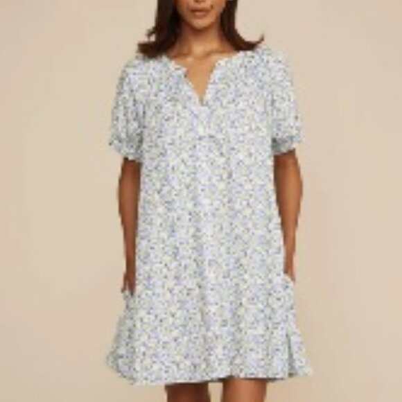 Piyama - Libby Lounge Dress - Cotton - Floret Blue - Small - NWT - Picture 1 of 2